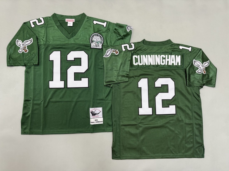 Men 2025 Philadelphia Eagles #12 Cunningham green Throwback Limited NFL Jersey style 001
